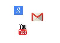 Google, Gmail and Youtube - Logos