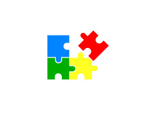 -- Illustration of google coloured puzzle coming together --