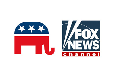 Grand Ol Party (Republican) logo next to Fox News logo - Debate 2015