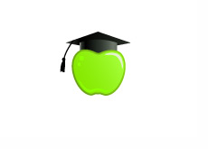 The Value of a Degree - Apple with a graduation hat - Illustration
