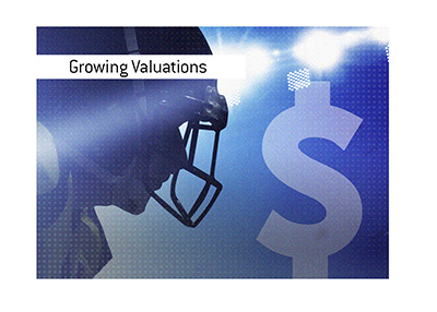 The valuations of National Football League teams is growing at a rapid pace.