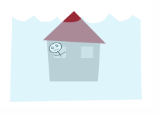 Illustration of a home owner under water