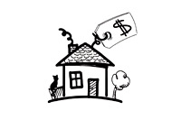 House, Cat and Price Tag - Illustration