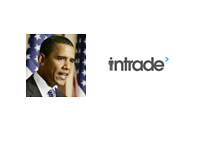 Obama photo next to the Intrade logo