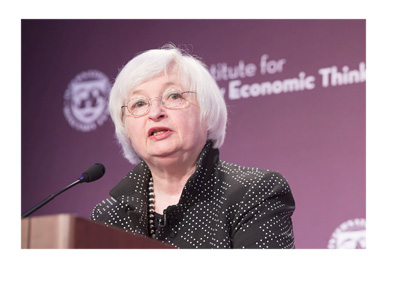 The Federal Reserve chairwoman Janet Yellen - May 2015 - Washington DC - Photo taken during speech at the Institute for New Economic Thinking