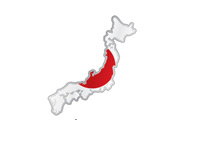 Map of Japan with the flag over-imposed