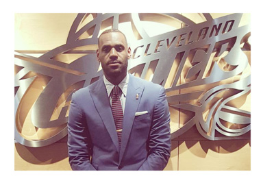 Lebron James in front of the Cleveland Cavaliers sign. - Kingjames Instagram account
