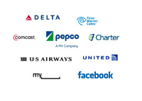 Companies with the lowest satisfaction rating in United States - logos