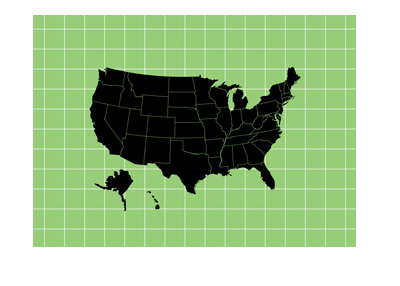The Map of United States - Green mesh design - Satelite style.