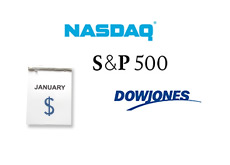 -- Nasdaq, Dow Jones and S&P 500 logos - January Calendar --