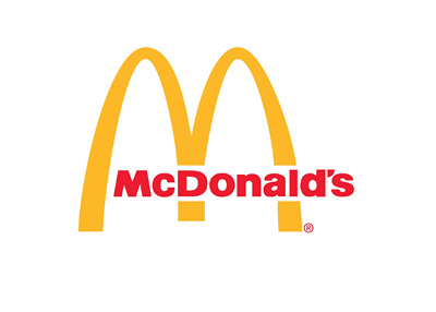 McDonalds logo - Yellow arc, red font and white background