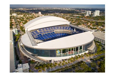 The Miami Marlins new stadium - The New Miami Stadium - Areal shot - Year is 2017.