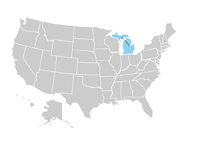 Michigan on the map of United States of America
