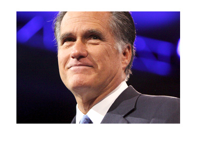 Mitt Romney photograph. Year 2013. Dark blue and black background.