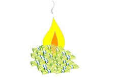 Dollar Bills up in Flames - Illustration