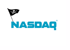 Nasdaq Hacked - Pirate flag on top of the logo - Illustration