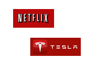 Netflix and Tesla Motors Logos in Red Colour