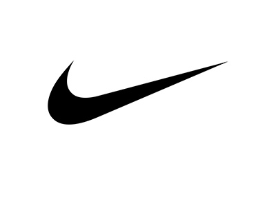 Nike swoosh logo - Black on white.