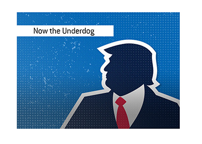 Donald Trump is now the underdog in the upcoming presidential elections.  Illustration.