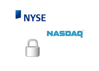 NYSE and NASDAQ logos - Locked - Illustration