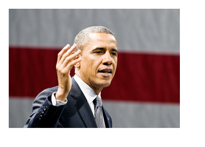 Barack Obama - American Flag Background - 2012 Photo