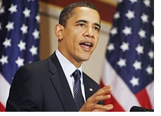 -- obama in front of the american flag - budget office --