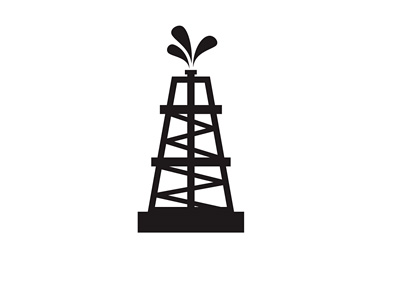 Oil Rig Illustration / Icon - Black and White