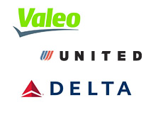 valeo - united airlines - delta airlines - logos