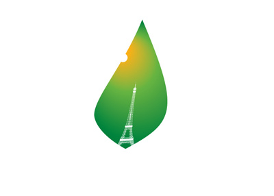 Paris Agreement - Grean leaf logo with Eiffel Tower mark.