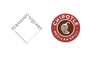 Pershing Square Capital company logo next to the Chipotle logo - Year 2016