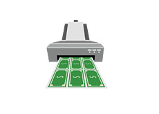 -- Illustration - Home printer printing U.S. dollar bills - money --