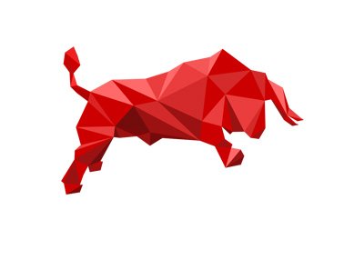Red colored raging bull - Illustration - The stock market is on fire.