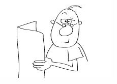 Man reading newspapers raises his eyebrow - Illustration