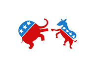 Republicans vs. Democrats - Illustration - White House and Capitol HIll