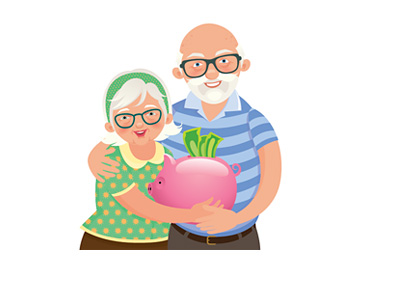 Couple with their retirement savings - Illustration