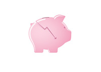 Piggy Bank - Savings Down - Illustration