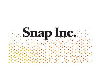 Snap Inc. Logo with a triangle pattern background. Year is 2018.