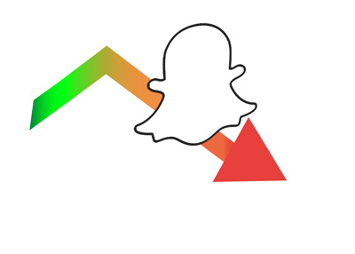 The Snapchat logo on a ride up and then down. Illustration / drawing.