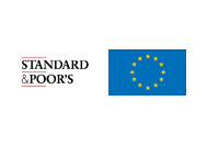 Standard and Poors logo next to the European Union flag
