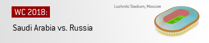 Russia host Saudi Arabia at the 2018 WC at Stadium Luzhniki in Moscow. The opening game of the tournament.