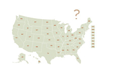 -- map of united states with a question mark - which states are not facing deficit in 2010 --