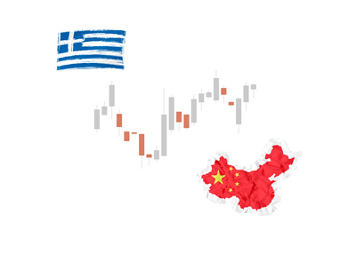 Stock market chart - Influenced by Greece and China - Illustration