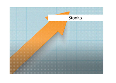 The meaning of the financial term Stonks.  Stock market dictionary.