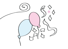 -- Illustration of a surprise - baloons etc. --
