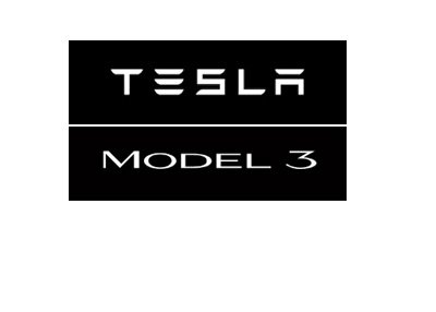 Tesla Model 3 - Logo - White lettering on black background.