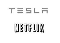 Tesla Motors and Netflix Logos - Black and White