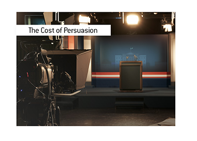 Television camera and studio lights aimed at an empty political podium.
