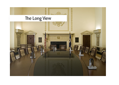 Historic Federal Reserve boardroom inside the Marriner S. Eccles Building in Washington, DC.