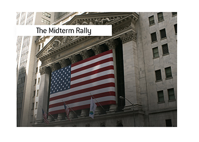 the New York Stock Exchange building, with its large American flag.