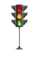 Auto Refinancing - Illustration - Traffic light with a dollar sign on the green
